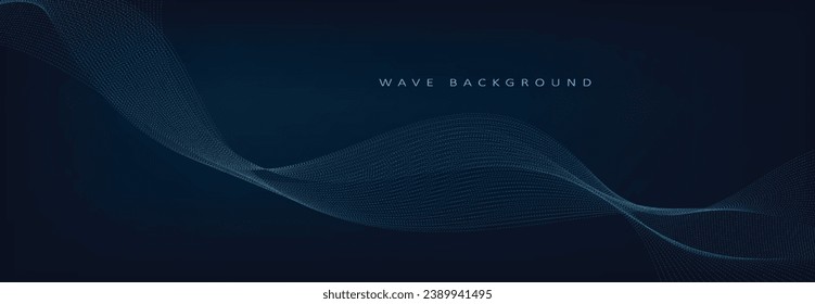 Abstract Waving Particle Technology Background. Blue Background.