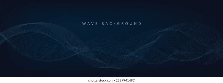 Abstract Waving Particle Technology Background. Blue Background.