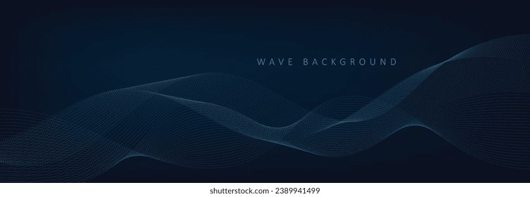 Abstract Waving Particle Technology Background. Blue Background.