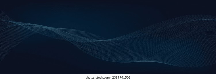 Abstract Waving Particle Technology Background. Blue Background.