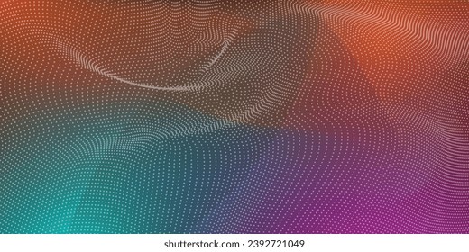 Abstract Waving Particle Technology Background Design. Abstract wave moving dots flow particles, hi-tech and big data background design for brochures, flyers, magazine, business card, banner. dot wave