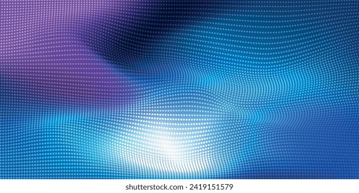 Abstract Waving Particle Technology Background Design. Abstract wave moving point flow particles, high tech background design. Vector