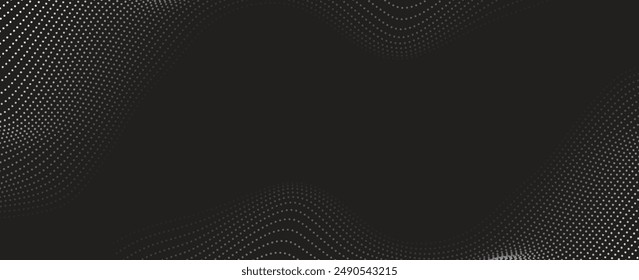 Abstract Waving Particle Technology Background Design. Abstract wave moving dots flow particles, hi-tech and big data background design for brochures,