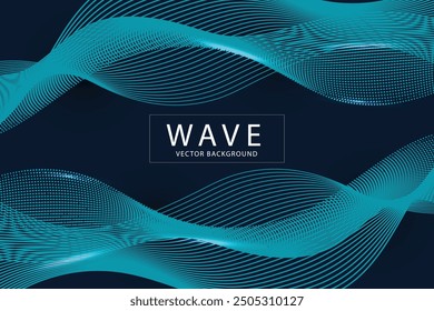 Abstract Waving Particle Technology Background Design. Abstract wave moving dots flow particles, hi-tech and big data background design