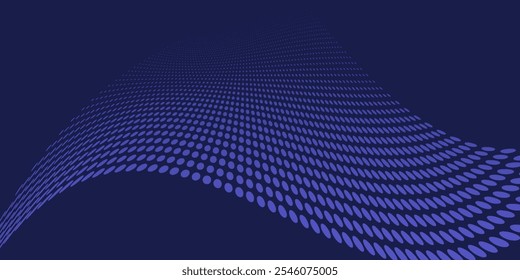 Abstract Waving Particle Technology Background Design. Abstract wave moving dots flow particles, hi-tech and big data background design for brochures,