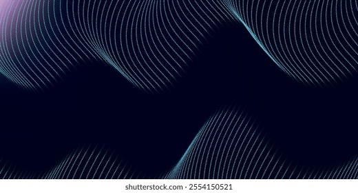 Abstract Waving Particle Technology Background Design. Abstract wave moving dots flow particles, hi-tech and big data background design for brochures,