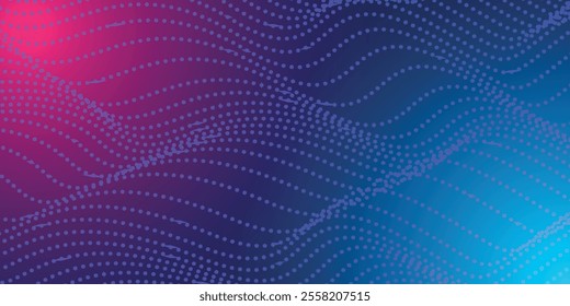 Abstract Waving Particle Technology Background Design. Abstract wave moving dots flow particles, hi-tech and big data background design for brochures, flyers, magazine, business card, banner