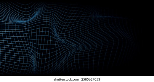 Abstract Waving Particle Technology Background Design. Abstract wave moving dots flow particles, hi-tech and big data background design for brochures, flyers, magazine, business card, banner. Vector