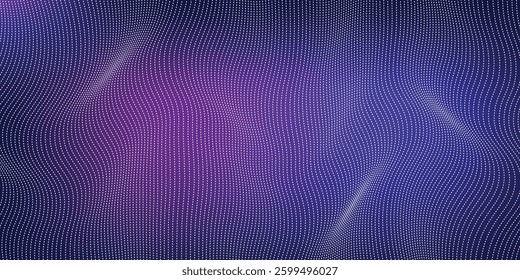 Abstract Waving Particle Technology Background Design. Abstract wave moving dots flow particles, hi-tech and big data background design for brochures, flyers, magazine, business card, banner. Vector