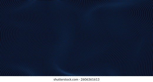 Abstract Waving Particle Technology Background Design. Abstract wave moving dots flow particles, hi-tech and big data background design for brochures,