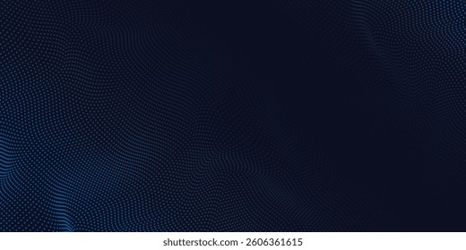 Abstract Waving Particle Technology Background Design. Abstract wave moving dots flow particles, hi-tech and big data background design for brochures,