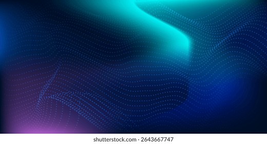 Abstract Waving Particle Technology Background Design. Abstract wave moving dots flow particles  hi-tech and big data background design for brochures  flyers particle