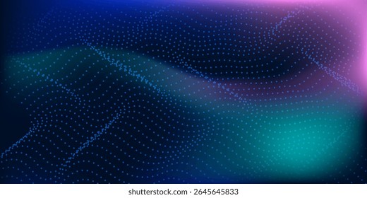 Abstract Waving Particle Technology Background Design. Abstract wave moving dots and line low pattern