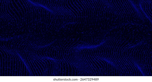 Abstract Waving Particle Technology Background Design. Abstract wave moving dots flow particles, hi-tech and big data background design for brochures, flyers, magazine, business card, banner. Vector