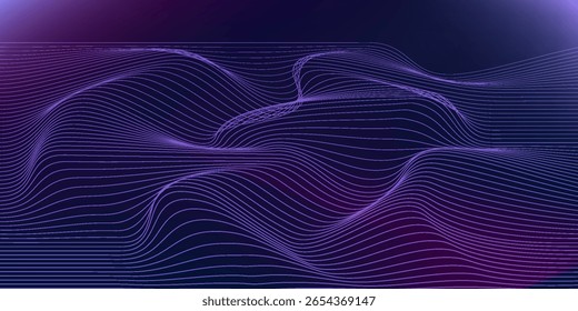 Abstract Waving Particle Technology Background Design. Abstract wave moving dots flow particles, hi-tech and big data background design for brochures, flyers, magazine, business card, banner. Vector