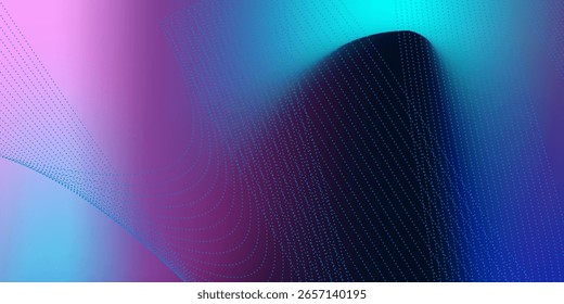 Abstract Waving Particle Technology Background Design. Abstract wave moving dots flow particles, hi-tech and big data background design for brochures, flyers, magazine, business card, banner. Vector