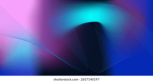 Abstract Waving Particle Technology Background Design. Abstract wave moving dots flow particles, hi-tech and big data background design for brochures, flyers, magazine, business card, banner. Vector