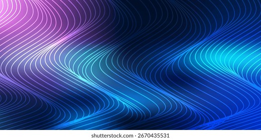 Abstract Waving Particle Technology Background Design. Abstract wave moving dots flow particles, hi-tech and big data background design for brochures, flyers, magazine, business card, banner. Vector