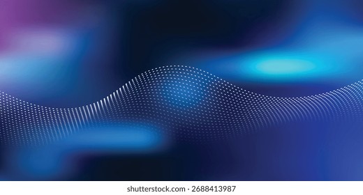 Diseño Abstractas de fondo de Tecnología de partículas onduladas. Partículas de flujo de puntos móviles de onda Abstractas, diseño de fondo de alta tecnología y big data para folletos, volantes, revista, tarjeta de visita, Anuncio. Vector