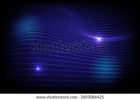 Abstract Waving Particle Technology Background Design from line and dot shape. big data and hi-tech concept