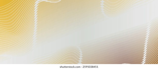 Abstract Waving Particle Technology gold Background Design. Abstract wave moving dots flow particles, hi-tech and big data background design for brochures,
