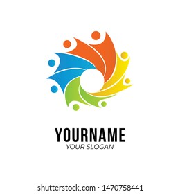 abstract waving people logo template