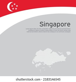 Abstract waving Singapore flag, mosaic map. National singaporean poster. Creative background for design of patriotic holiday card. State singapore patriotic cover, flyer. Vector design