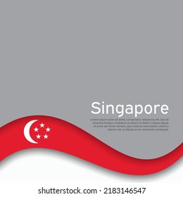 Abstract waving singapore flag. National singaporean poster. Creative background for design of patriotic holiday card. State singapore patriotic cover, flyer. Paper cut style. Vector design