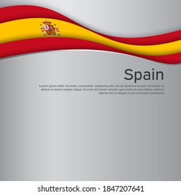 Abstrakte schwingende Spain-Fahne. Papierschnitt-Stil. Kreativer Hintergrund für spainpatriotisches Urlaubskartendesign. Nationales Poster. Spanischer Staatspatriotischer Cover, Flyer. Vektordesign