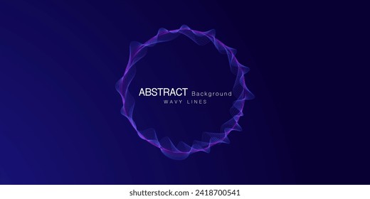 Abstract Waving Technology Background Design. Abstract wave moving Circles particles, hi-tech and big data background design for brochures, flyers, magazine, business card, banner. Vector