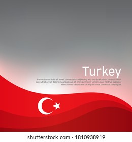 Abstract waving turkey flag. Creative shining background for design of patriotic turkish holiday cards. National poster. Cover, banner in national colors of turkey. Vector illustration