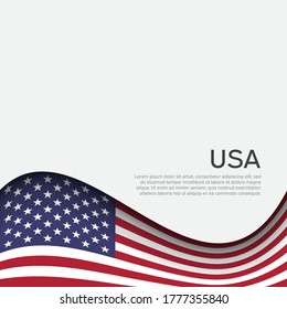Abstract waving usa flag. Creative background for american patriotic holiday design. National usa poster. Business booklet, cover, banner in US colors. Paper cut style. Vector design