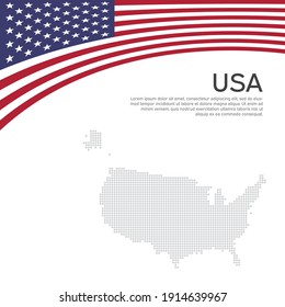 Resumen ondeando la bandera estadounidense. Fondo creativo para el diseño de las vacaciones patrióticas americanas. Afiche nacional de EEUU. Folleto de negocios, portada, banner en colores estadounidenses. Diseño plano vectorial, plantilla
