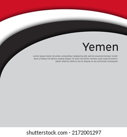 Abstract waving Yemen flag. State patriotic yemeni cover, flyer. Creative background for yemen patriotic holiday card design. National poster. Business booklet. Paper cut style. Vector design svg