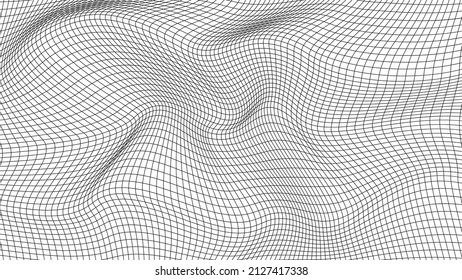 Abstract wavy 3d mesh on a white background. Geometric dynamic wave. 3D technology wireframe. Vector illustration.