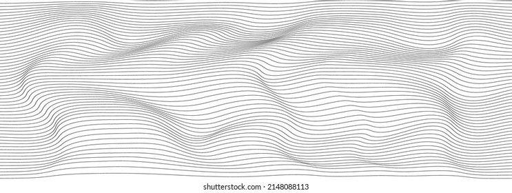 Abstract wavy 3d mesh on a white background. Geometric dynamic wave. 3D technology wireframe. Vector illustration.
