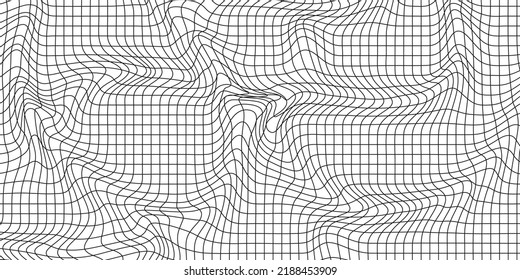 Abstract wavy 3d mesh on a white background. Geometric dynamic wave. 3D technology wireframe. Vector illustration.