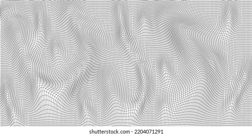 Abstract wavy 3d mesh on a white background. Geometric dynamic wave. 3D technology wireframe. Vector illustration.