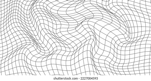 Abstrakte, gewellte 3D-Masche auf weißem Hintergrund. Geometrische dynamische Welle. 3D-Technologie-Wireframe Vektorgrafik.
