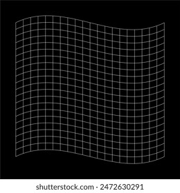 Abstract wavy 3d mesh on a black background. Geometric dynamic wave 3d technology wireframe vector illustration.