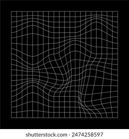 Abstract wavy 3d mesh on a black background. Geometric dynamic wave 3d technology wireframe vector illustration.
