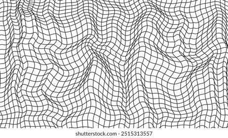 Abstraktes wellenförmiges 3D-Netz auf weißem Hintergrund. Geometrische dynamische Welle. Drahtmodell für 3D-Technologie. Vektorgrafik.	