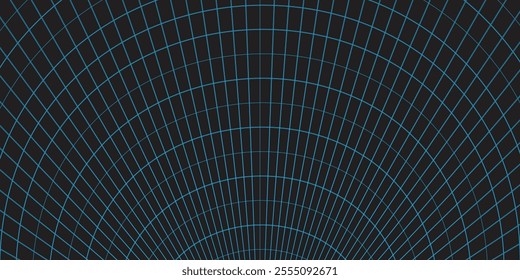 Abstract wavy 3d mesh on a blue background. Geometric dynamic wave. 3D technology wireframe. Vector illustration.