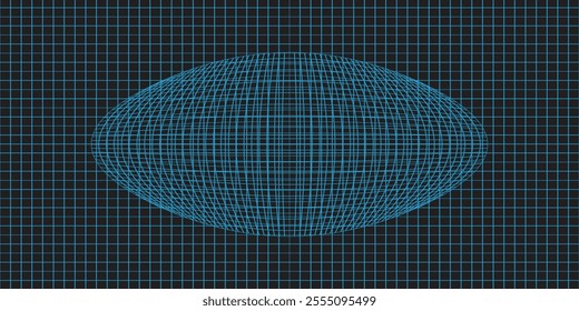 Abstract wavy 3d mesh on a blue background. Geometric dynamic wave. 3D technology wireframe. Vector illustration.