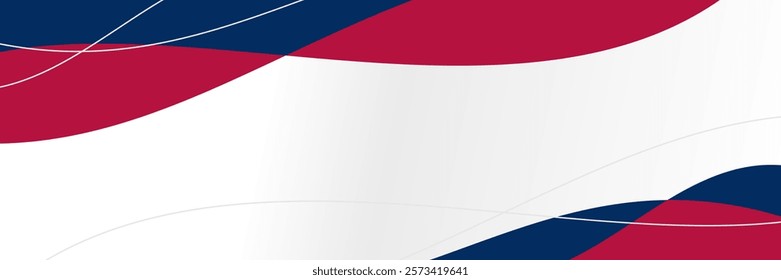 Abstract wavy american flag background. Red, blue and white color design. Template for banner, greeting card, poster