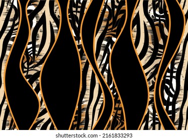 Abstract wavy with animal skin pattern. Vector Illustration.