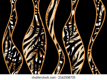 Abstract wavy with animal skin pattern. Vector Illustration.