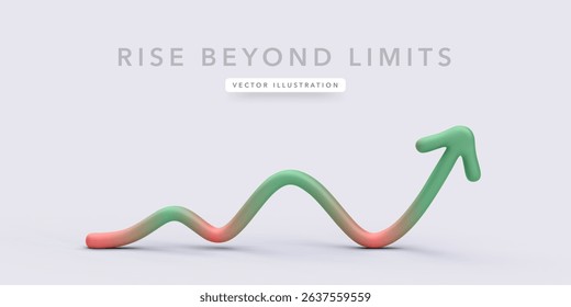 Abstract Wavy Arrow Pointing Up on Light Background with Motivational Text, Ideal for Growth Concepts, Success Infographics, or Business Presentations. Vector Illustration.