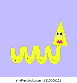 Abstract wavy arrow in the style of the 60-70s. Psychedelic icon for design.