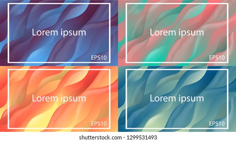 Abstract wavy art illustration set. Wavy gradient line journal covers set . Eps10 vector.
